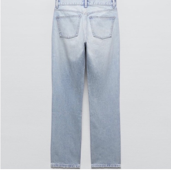 RIPPED HIGH RISE TRF STRAIGHT LEG JEANS - Picture 3 of 5